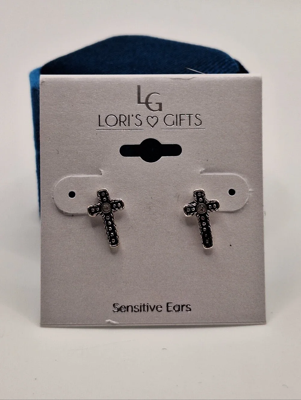 Lori's Gifts Silver Cross Stud Earrings